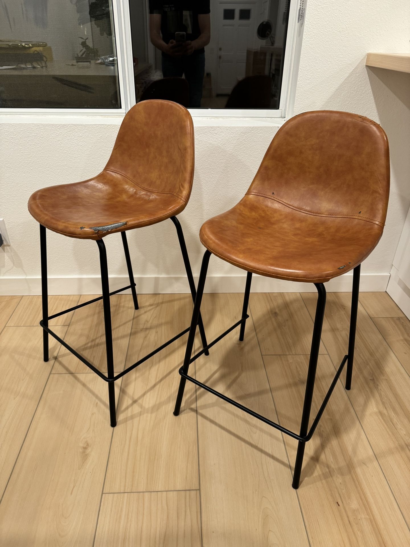 Faux Leather Modern Barstools 2x