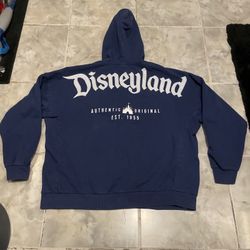 Disneyland Hoodie  Size Large Blue Spirit Jersey Full Zip Logo Sweatshirt