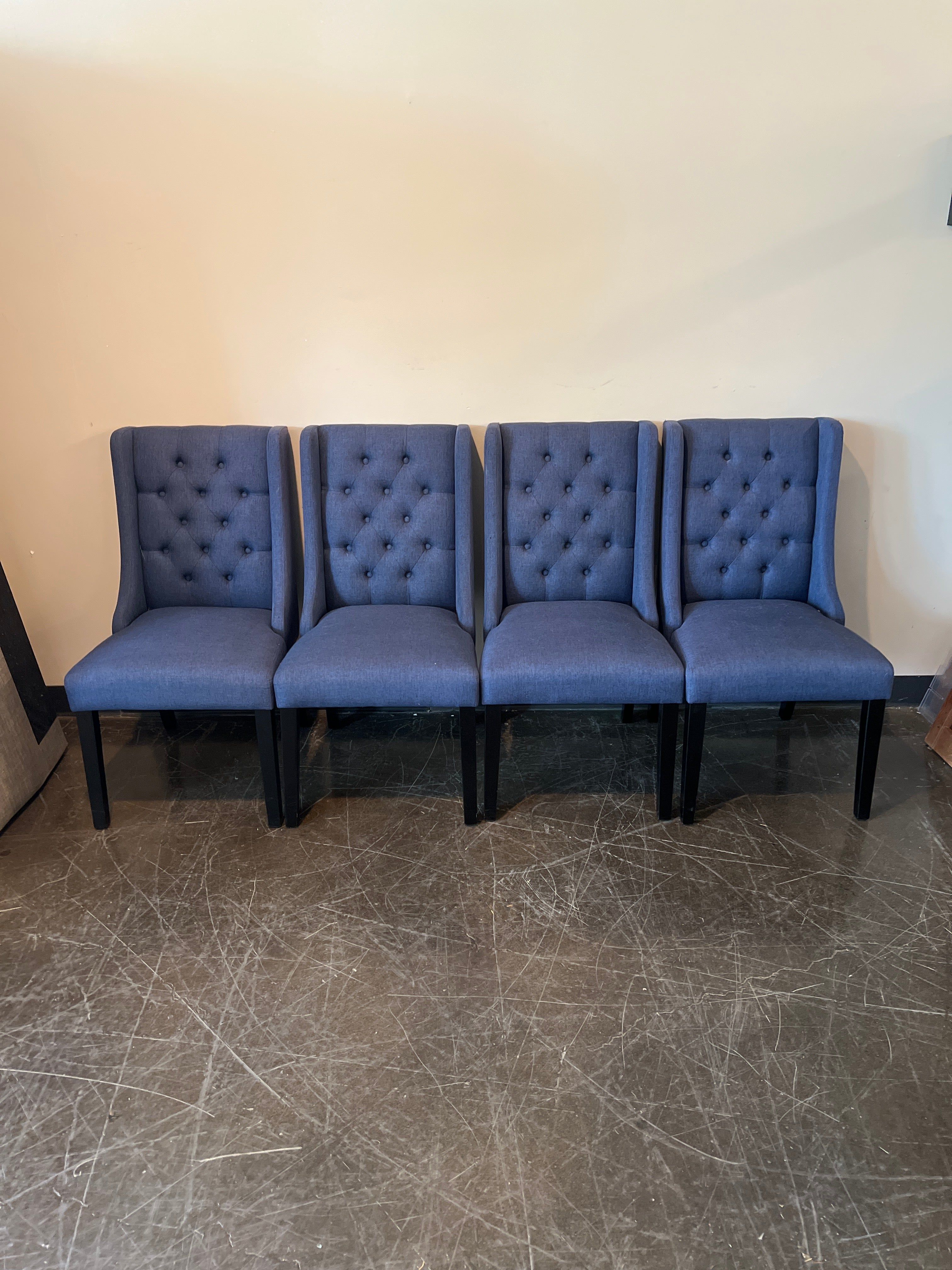 Tufted Navy Blue Dining Chairs