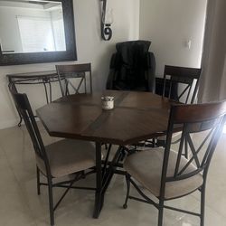 Wood Table & 4 Cushion Chairs
