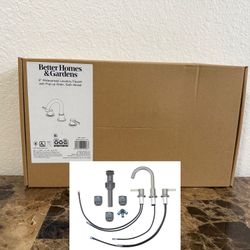 Modern 8” Bathroom Faucet Kit Satin Nickel