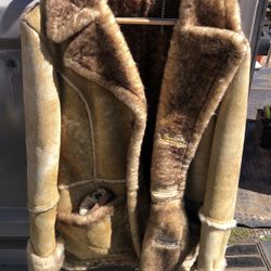 Fur And Leather Cold Weather Wear Coat 