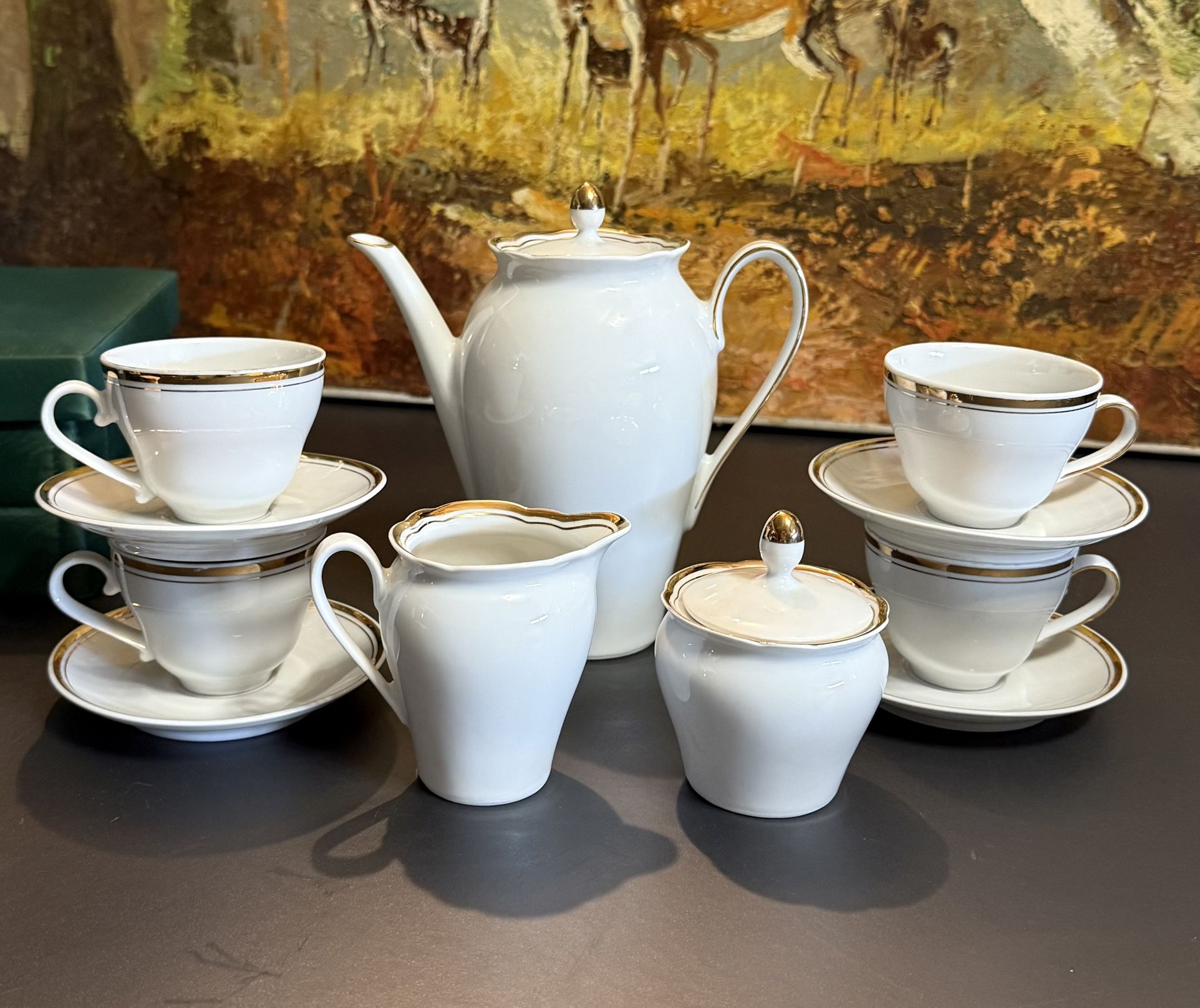 VTG 1(contact info removed) KAHLA 13 pc Porcelain Demitasse Coffee Serving Set Service For 4
