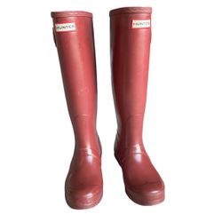 HUNTER Original Tall Red Maroon Gloss Rain Boot Wellingtons Women's Size 5
