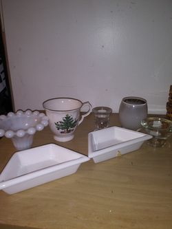 Vintage household kitchenware candle holders glass cups