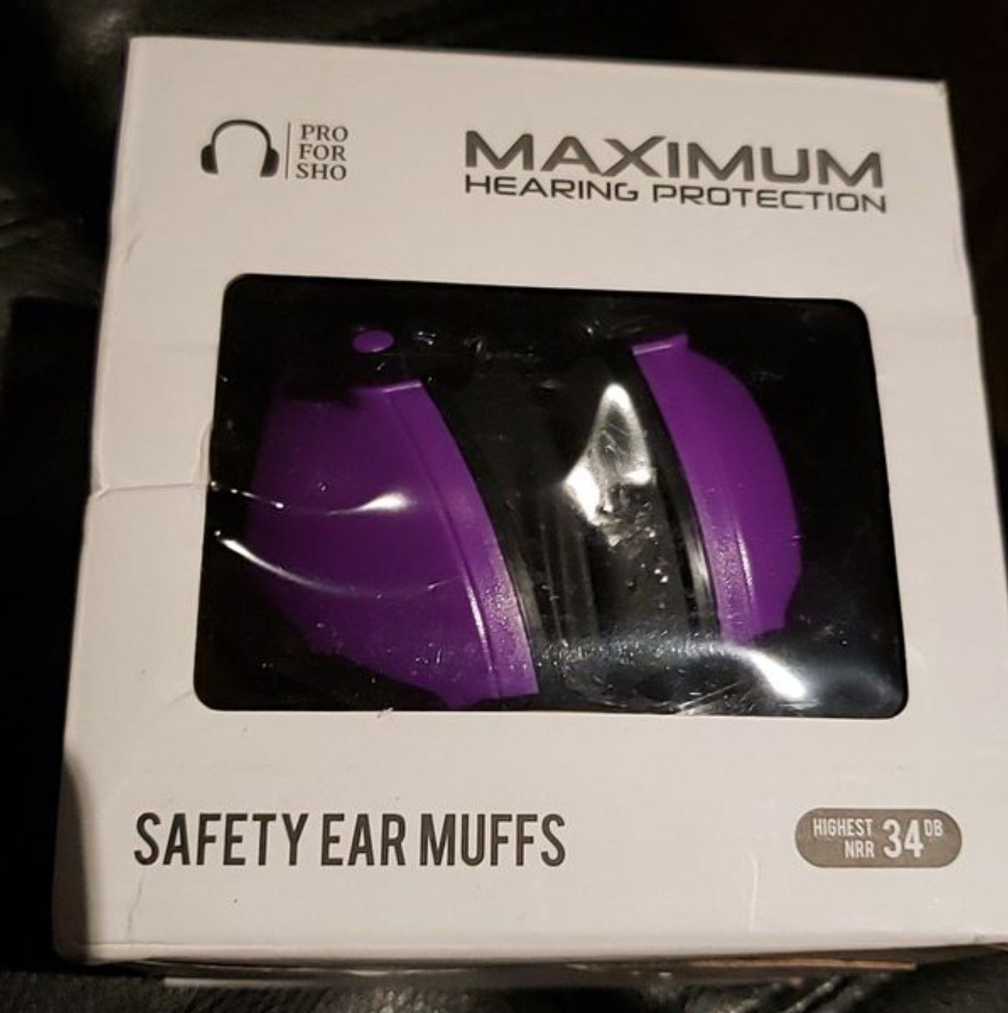 Pro For Sho 34dB Ear Protection - Special Designed Ear Muffs Lighter Weight & Maximum Hearing Protection - Standard Size, Purple