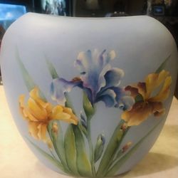 Vintage Porcelain Oval Flat Iris Vase