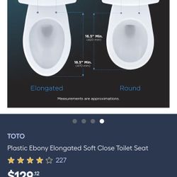 TOTO Plastic Ebony Elongated Soft Close Toilet Seat