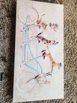 Dogs on Bicycle Canvas Wall Art