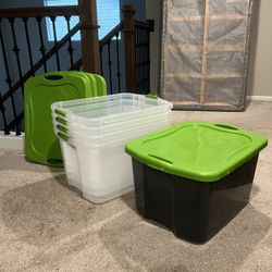 5 Green +3 Pinks + Black Large Container + 1 Large Cloth Storage +1 Small Cloth Storage 