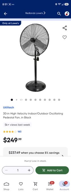 Large fan retails for 250.