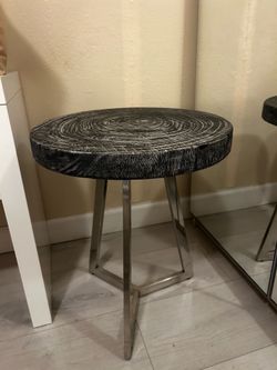 Round Wood Slice Accent Side Table