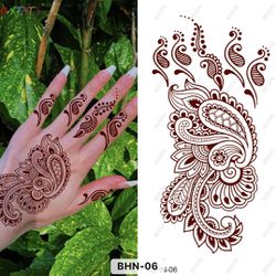 Brown henna fake tattoo sticker waterproof 