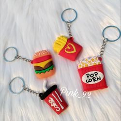 BURGER 🍔 FRIES 🍟 SODA 🥤 POPCORN 🍿 FOOD KEYCHAIN