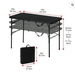4ft Portable Folding Table With Adjustable Height 
