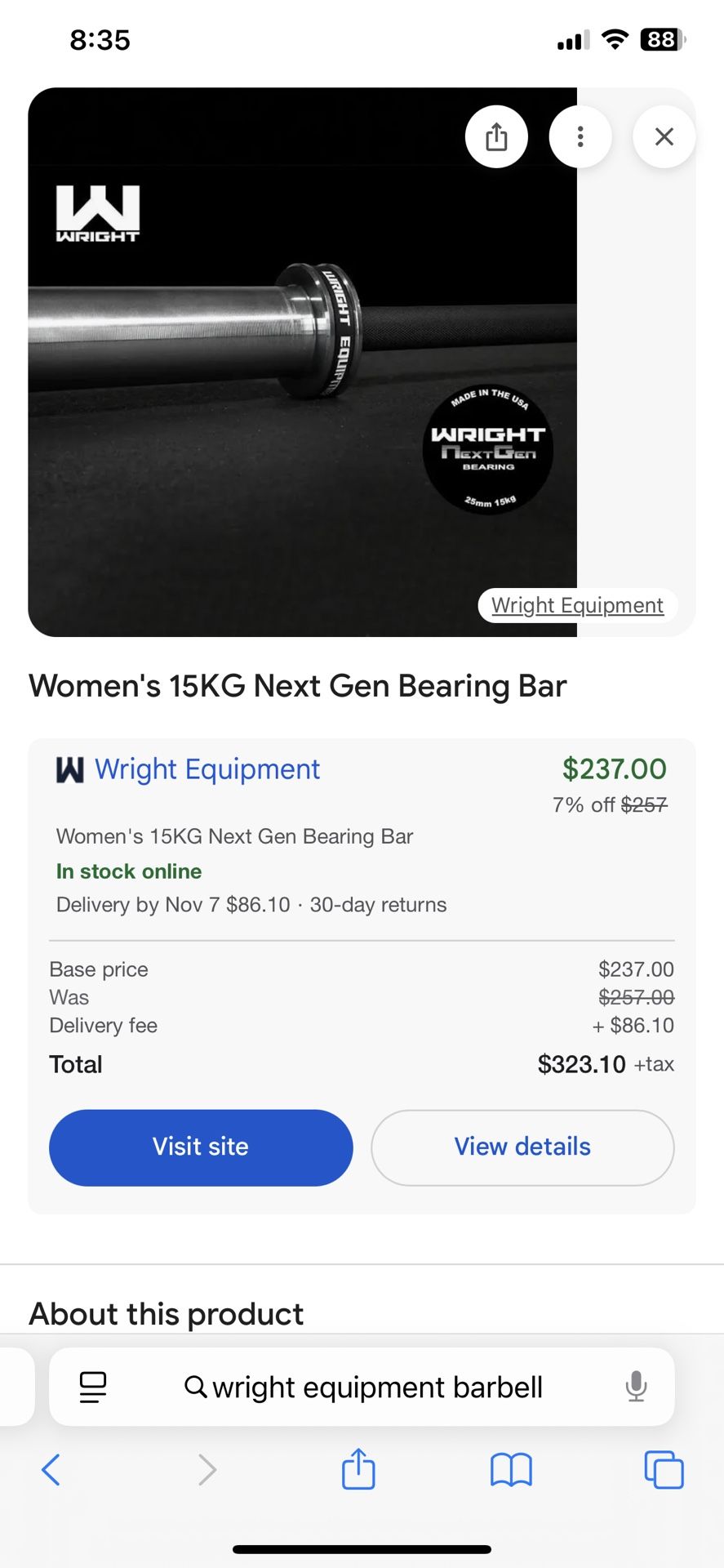 Wright 15kg Woman Bar
