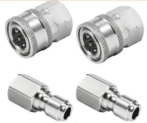 Pressure Washer Quick Connect Fittings, 3/8 Inch Adapter Set, Stainless Steel, Female Thread, 4 Pieces