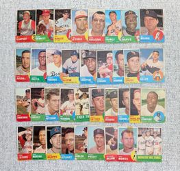 1963 Topps Baseball Card Lot of 36 Total DIFFERENT Baseball Cards Koufax Drysdale HOF