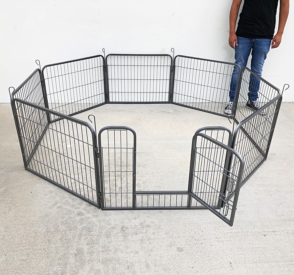 New $85 Heavy Duty 24” Tall x 32” Wide x 8-Panel Pet Playpen Dog Crate Kennel Exercise Cage Fence Play Pen