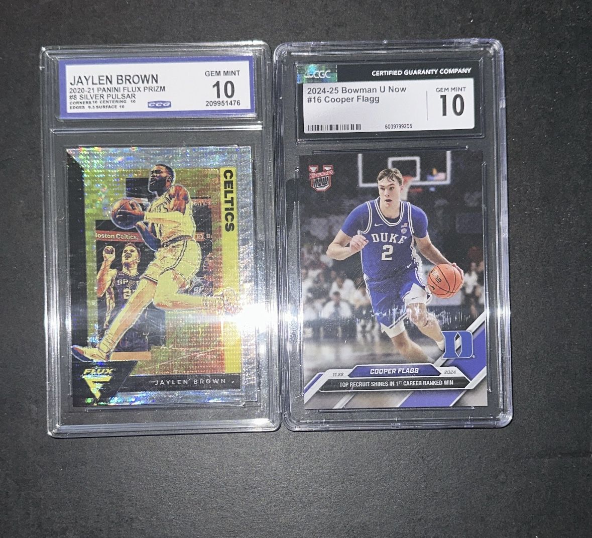 JAYLEN BROWN 2020 PANINI FLUX PRIZM & 2024 Bowman U Now Cooper Flagg