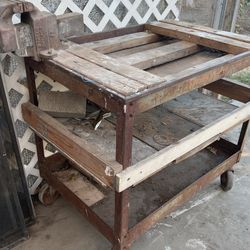Metal cart With Vice, Iron Gates, Scrap Metal, Workbench, 