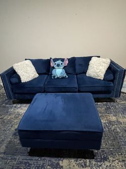 velvet couch + ottoman