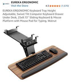 Ergonomic Full Motion Computer Keyboard Tray with Swivel Tilt NEW In Box