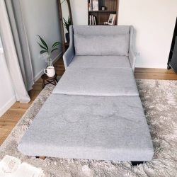 Comfortable Gray Loveseat Foldable Mattress Armless Sofa Bed with Pillow (Read the info first)


