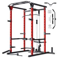 New In Box 2 Tones Red And Black Workout Power Rack Squat Pull Up Weight Lift Stand Without Weights Home Gym Exercise Equipment 