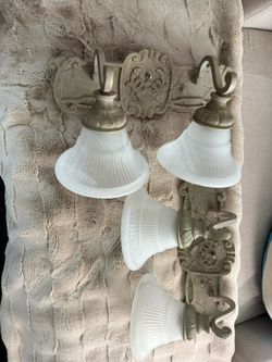 Victorian Style Grey Duel Light Fixture Pair