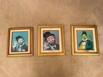 Set of 3 Red Skelton Oil Paintings “Freddie the Freeloader” “Clown” “Freddie” Signed Authenticated