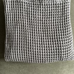 Restoration Hardware Waffle Weave Shower Curtain Grey