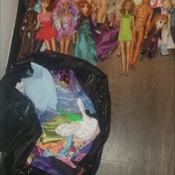 Big bag of Barbie toys