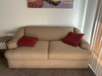 Beige Fabric Two-Seat Loveseat Sofa