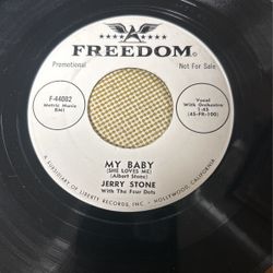45 rpm 7" JERRY STONE My Baby / It's Heaven Orig 1958 Freedom Eddie Cochran