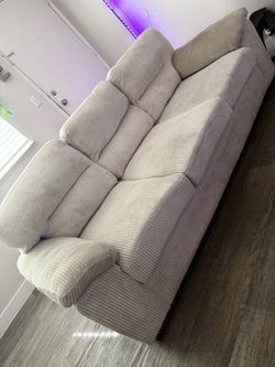 Cream Corduroy 3-Seater Sofa 81’