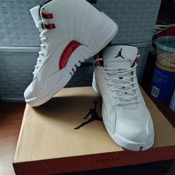 Air Jordan 12 White And University Red