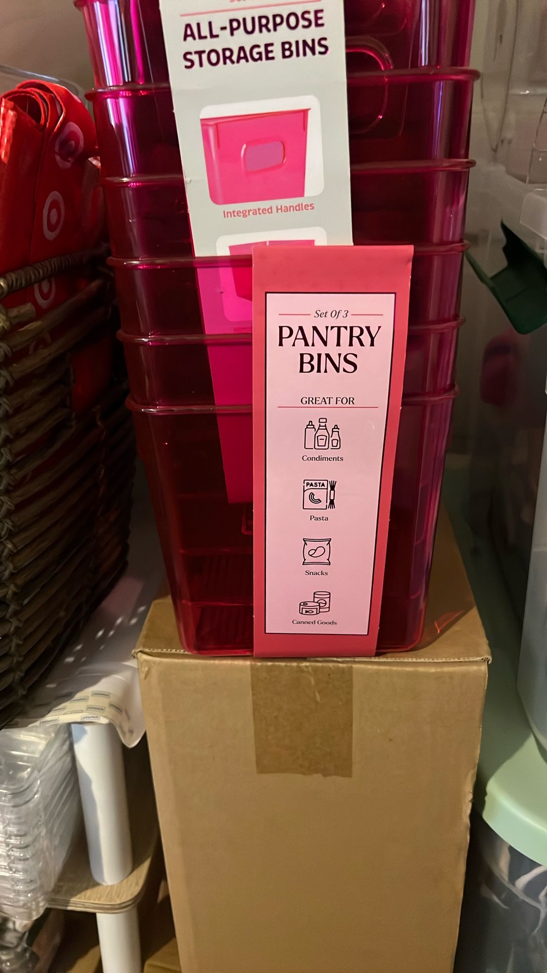 Pink Pantry Bins 