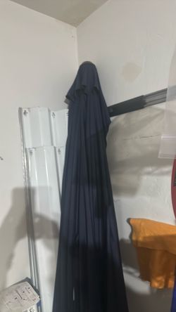 Large Dark Navy Outdoor Patio Umbrella half umbrella style