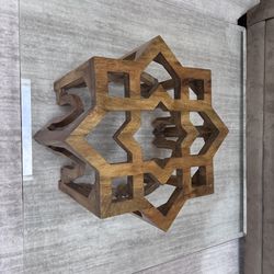 Pier 1 Mango Wood coffee table with 36” square glass top