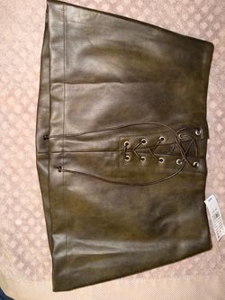 Brown Faux Leather Lace-Up Mini Skirt (PacSun)