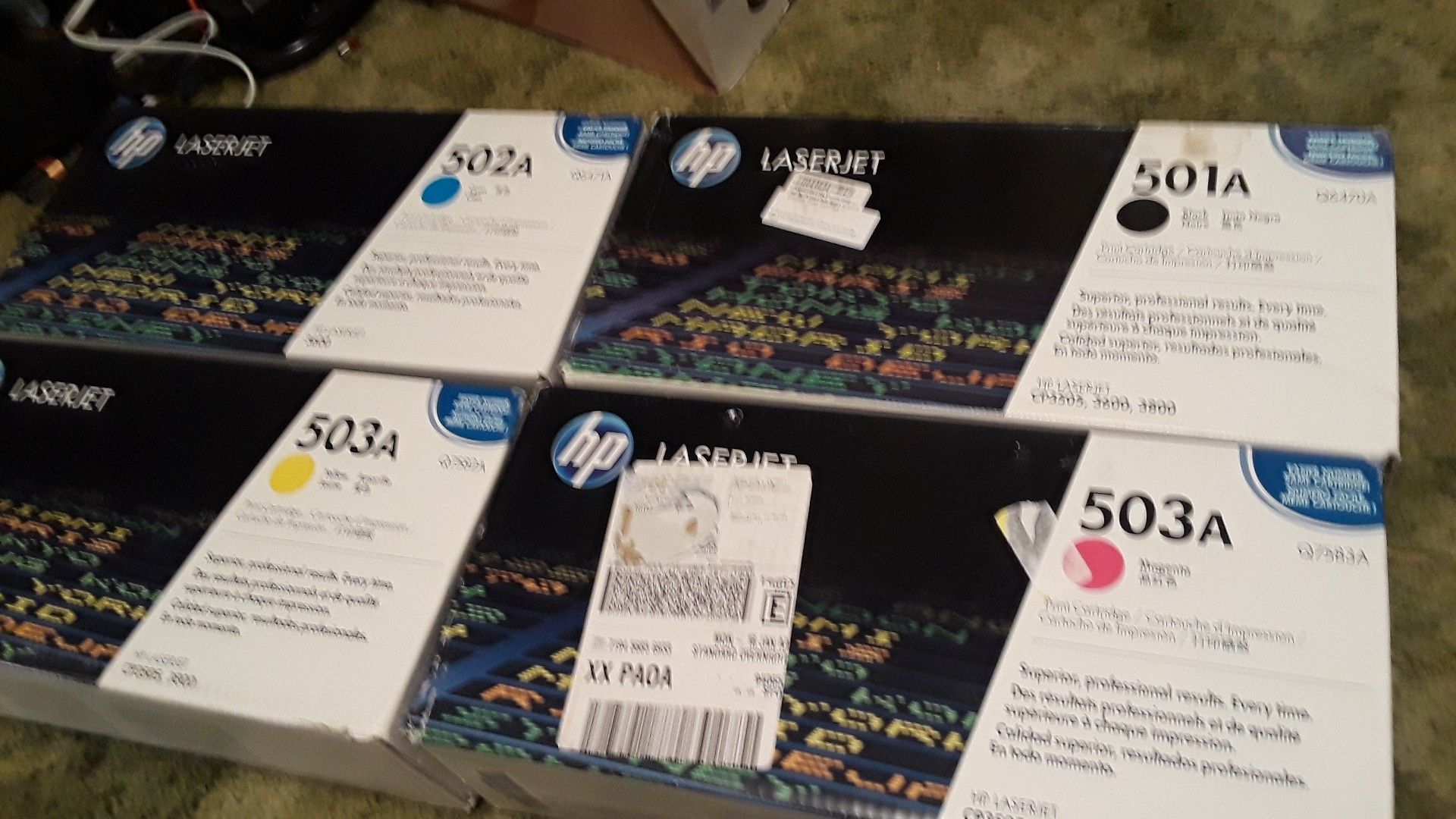 Hewlett Packard HP 501A 502A 503A 503A Black Yellow Magenta Cyan Sealed