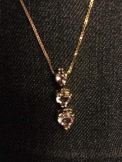 Triple Hearts Necklace 💖💛💖 Amethyst & Gold necklace