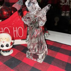 Mikasa Crystal Angel Mandolin Statue Figurine Mikasa Solid Crystal-9"