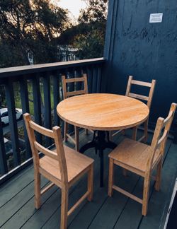 Free Round Wood Dining Table with 4 Chairs