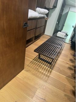 Wood bench. Walnut and black