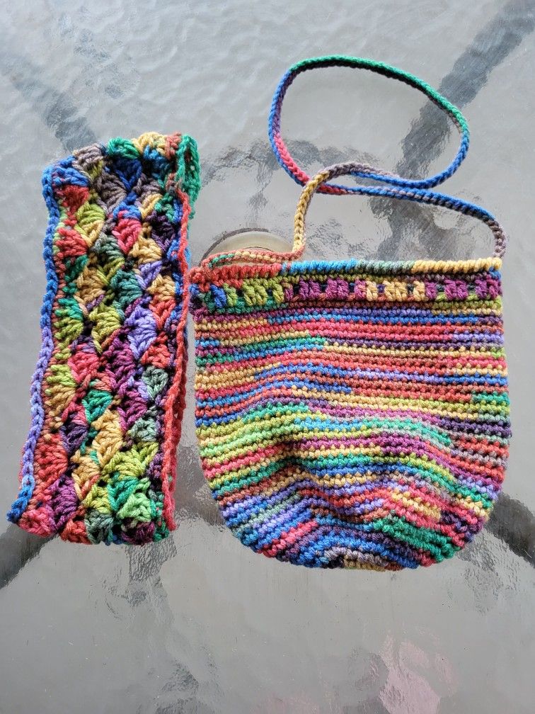 Crossbody tote bag and matching ear warmer headband