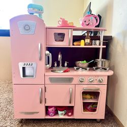 Kidkraft wooden play kitchen with toys