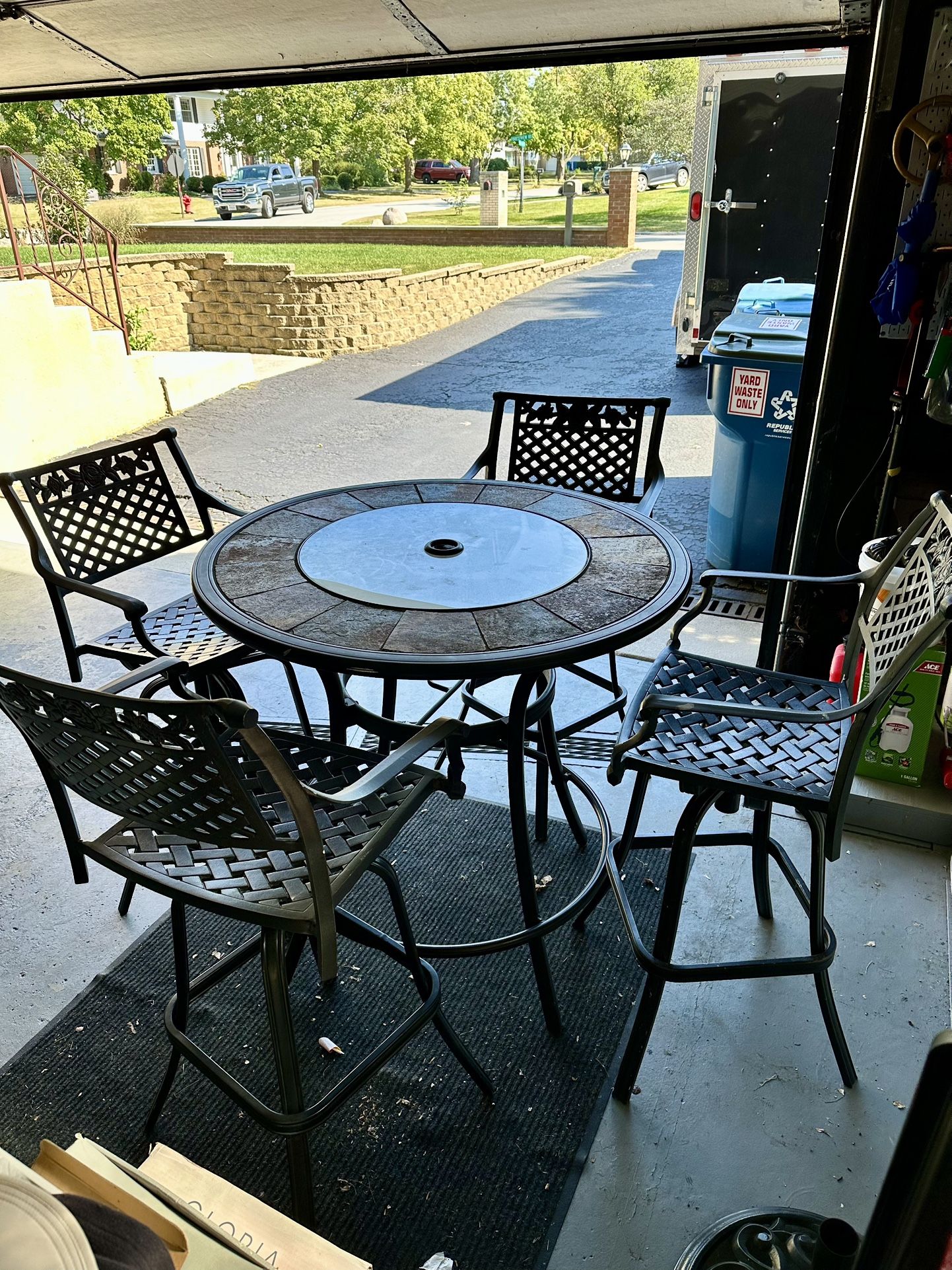 Patio Set, Cast Aluminum, Bar Height Table And 4 Swivel Chairs, Delivery Available For Extra Cost