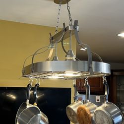 Chandelier With Hanging Pot Rack